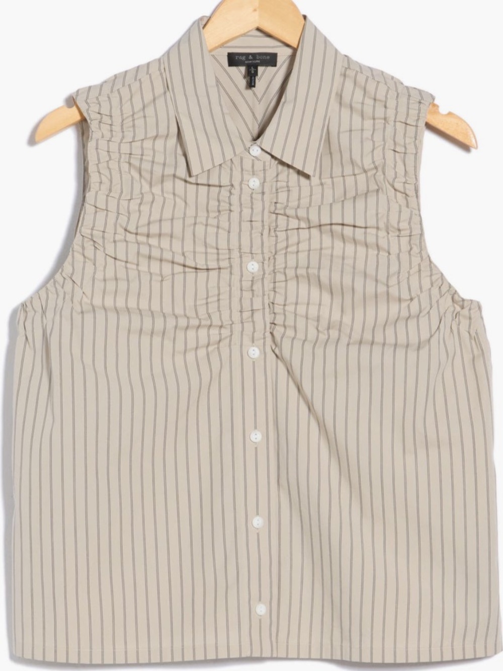 Rag & Bone Georgina Ruched Shirt XS Sandstone